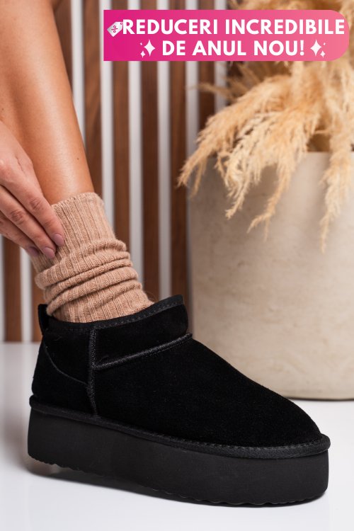 Cizme negre piele naturala intoarsa 1s77250