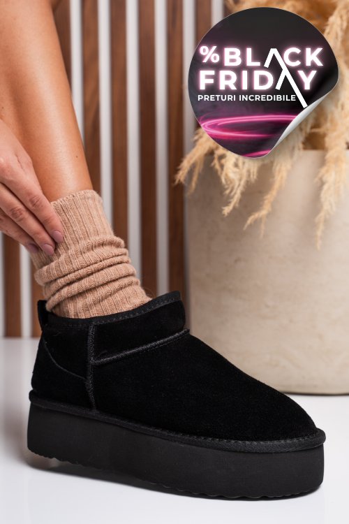 Cizme negre piele naturala intoarsa 1s77250