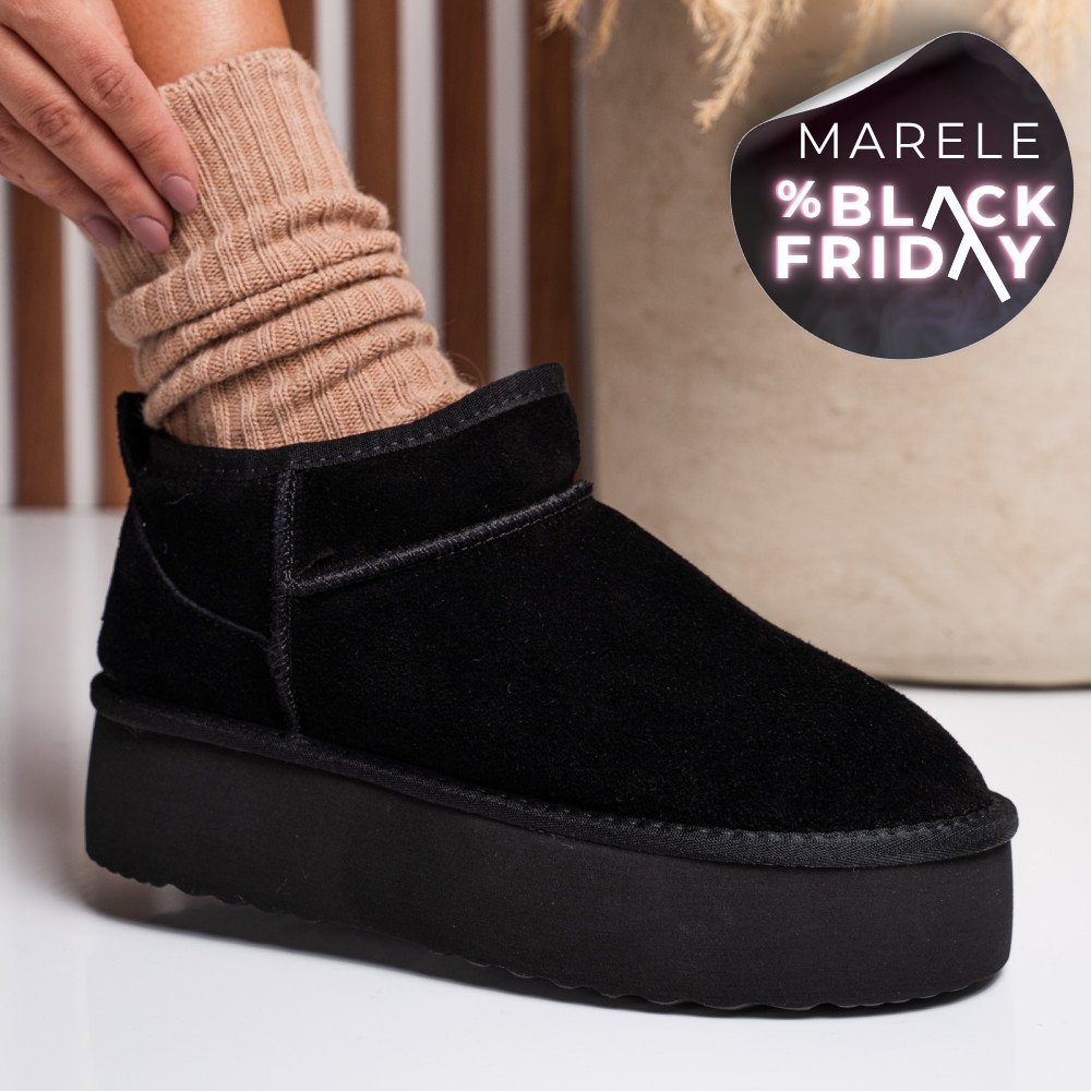 CIZME NEGRE PIELE NATURALA INTOARSA 1S77250