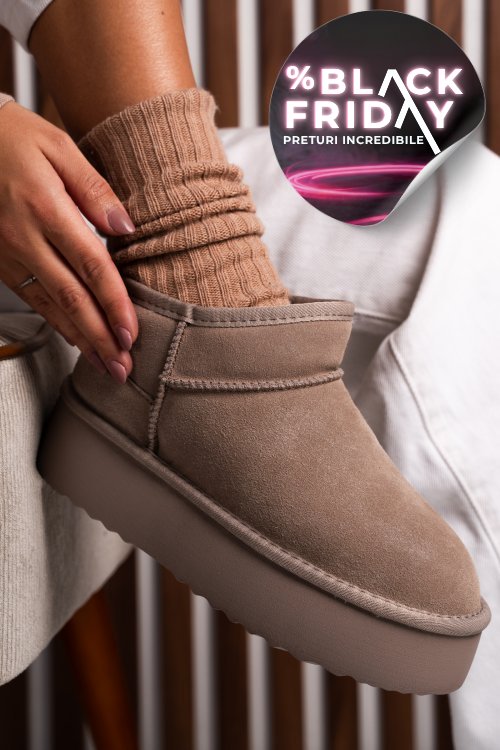 Cizme bej piele naturala intoarsa 1s77250