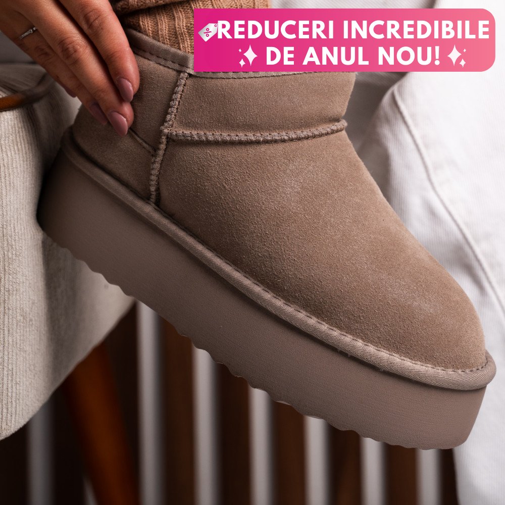 CIZME BEJ PIELE NATURALA INTOARSA 1S77250