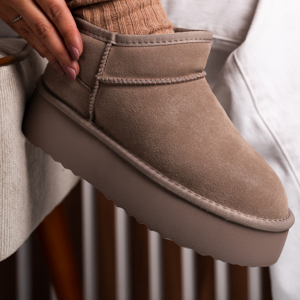 CIZME BEJ PIELE NATURALA INTOARSA 1S77250
