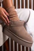 CIZME BEJ PIELE NATURALA INTOARSA 1S77250