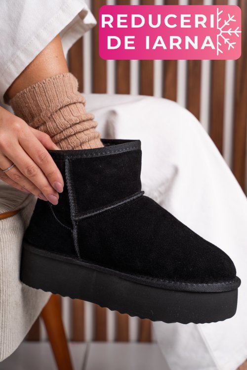 Cizme negre piele naturala intoarsa 1s77251