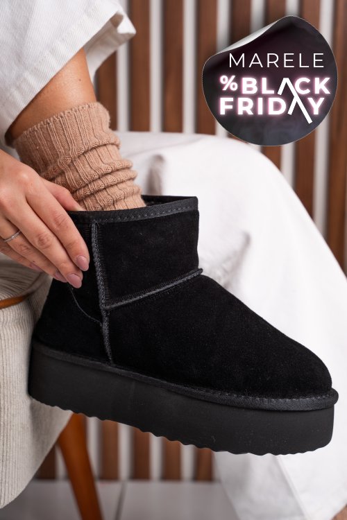 Cizme negre piele naturala intoarsa 1s77251