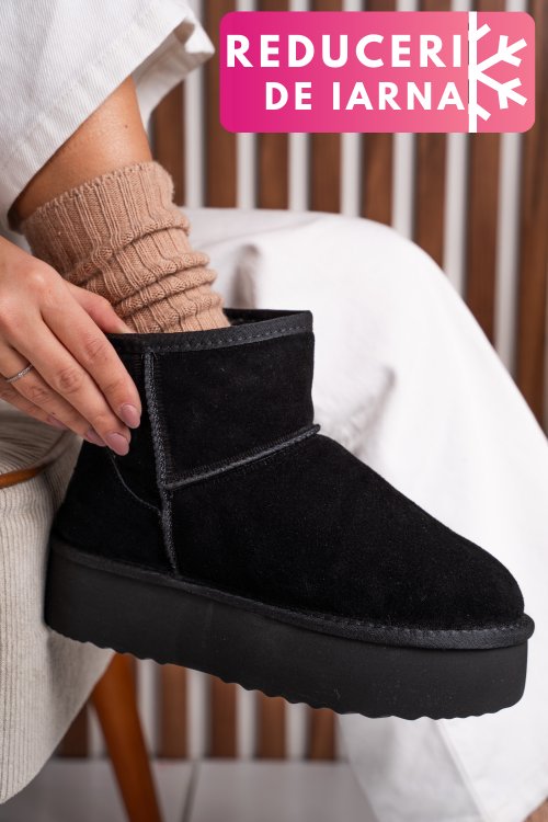 Cizme negre piele naturala intoarsa 1s77251