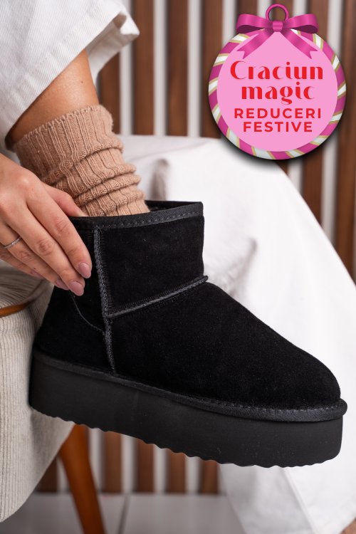 Cizme negre piele naturala intoarsa 1s77251