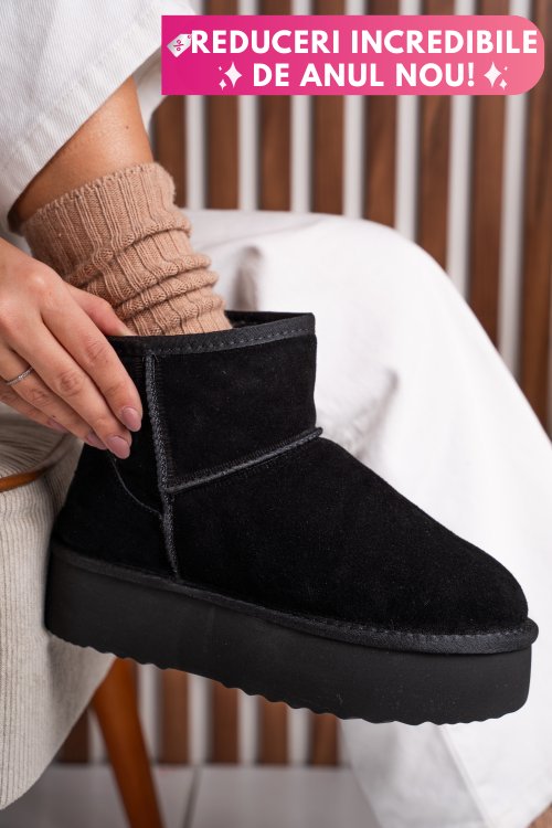 Cizme negre piele naturala intoarsa 1s77251