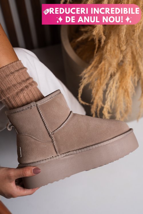 Cizme bej piele naturala intoarsa 1s77251