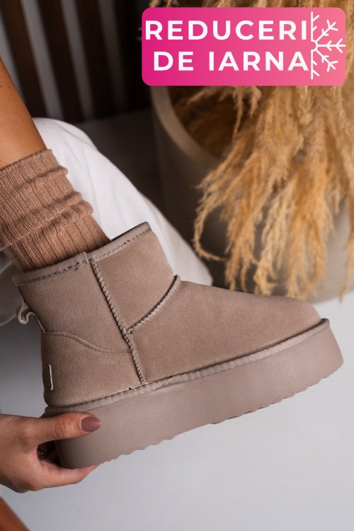 Cizme bej piele naturala intoarsa 1s77251