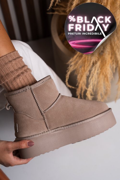 Cizme bej piele naturala intoarsa 1s77251