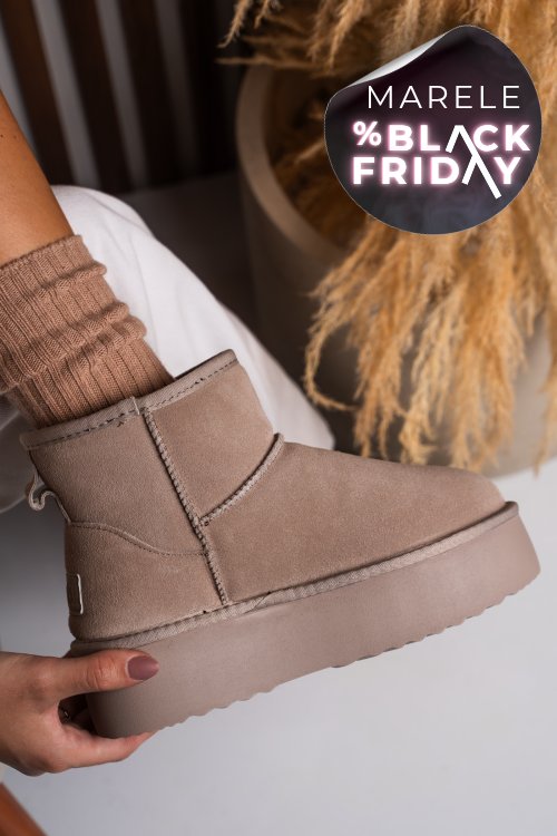 Cizme bej piele naturala intoarsa 1s77251