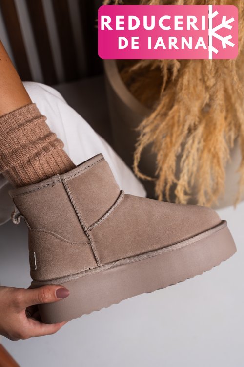 Cizme bej piele naturala intoarsa 1s77251