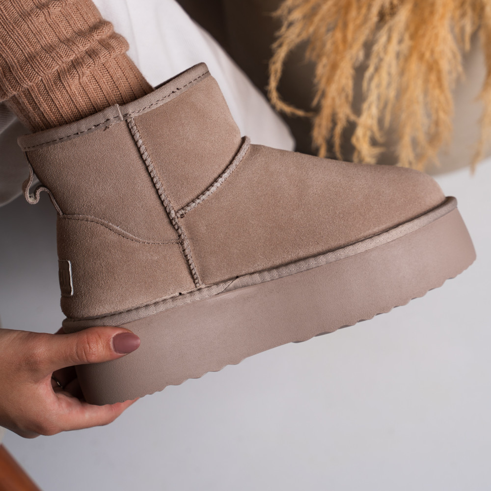 CIZME BEJ PIELE NATURALA INTOARSA 1S77251