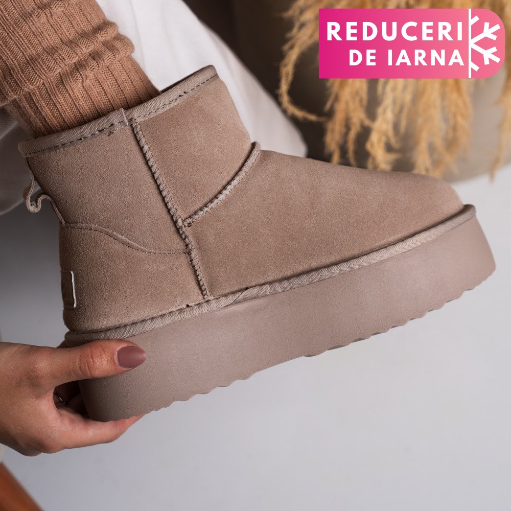 CIZME BEJ PIELE NATURALA INTOARSA 1S77251