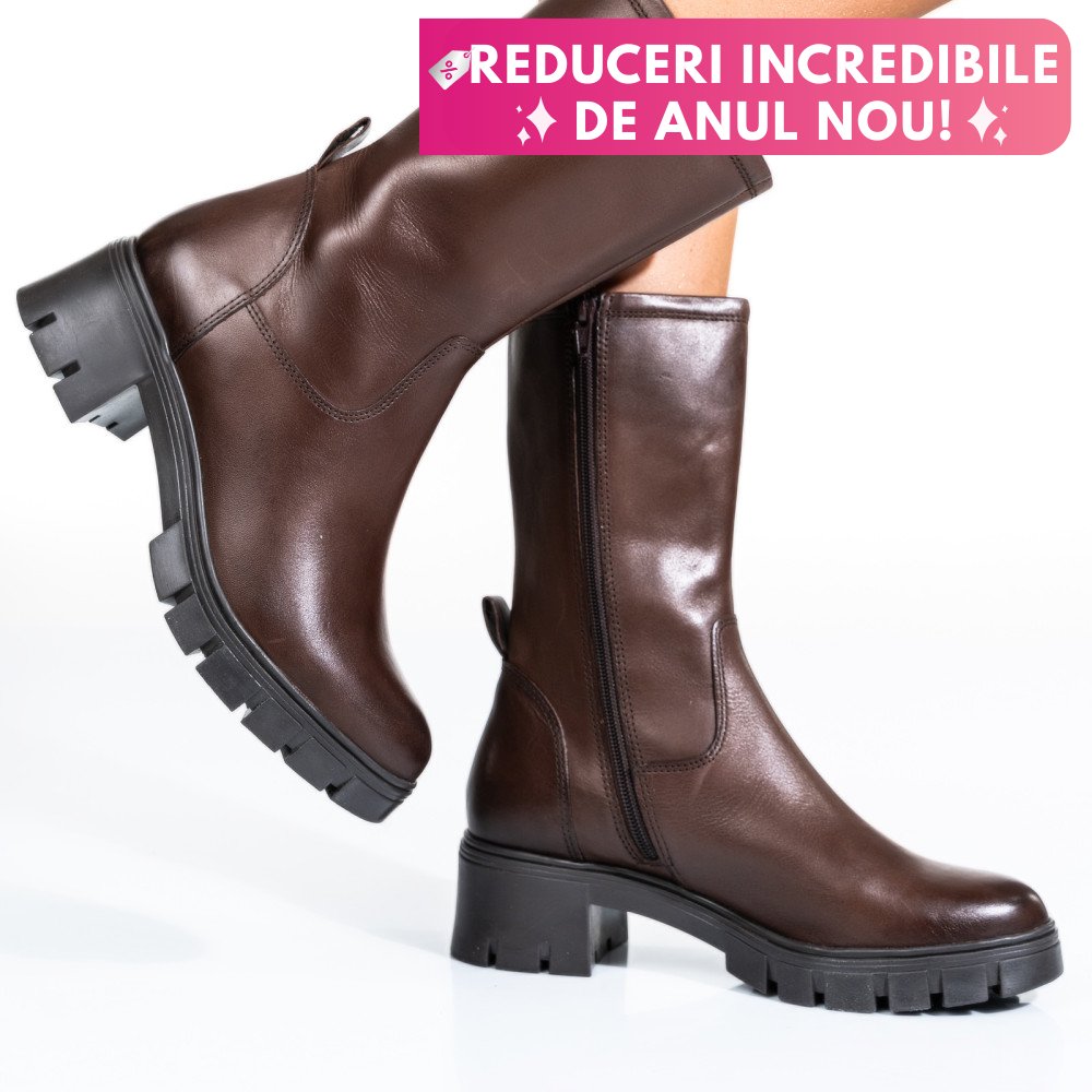 CIZME FEMEI CU FERMOAR PIELE NATURALA MARO INCHIS VB083203