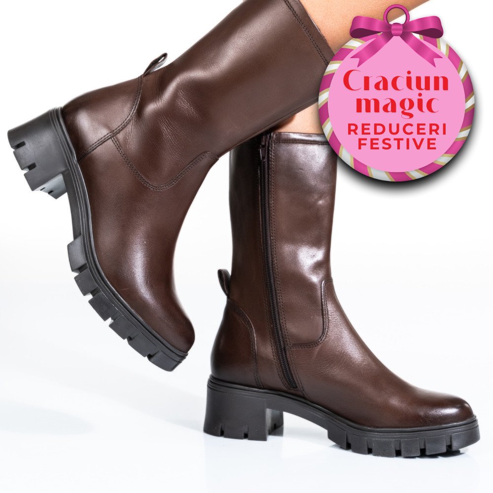 CIZME FEMEI CU FERMOAR PIELE NATURALA MARO INCHIS VB083203