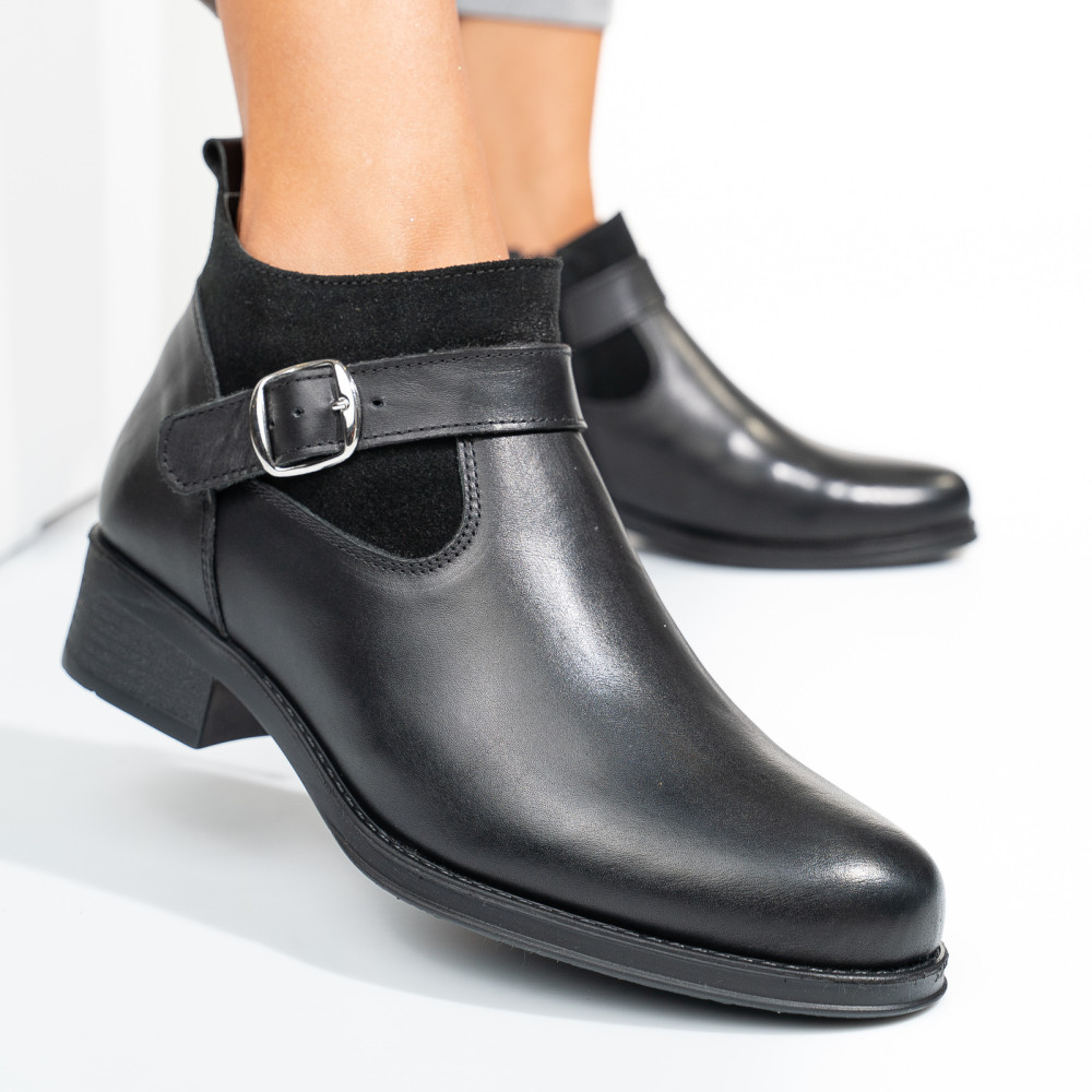 GHETE NEGRE PIELE NATURALA 2S7764