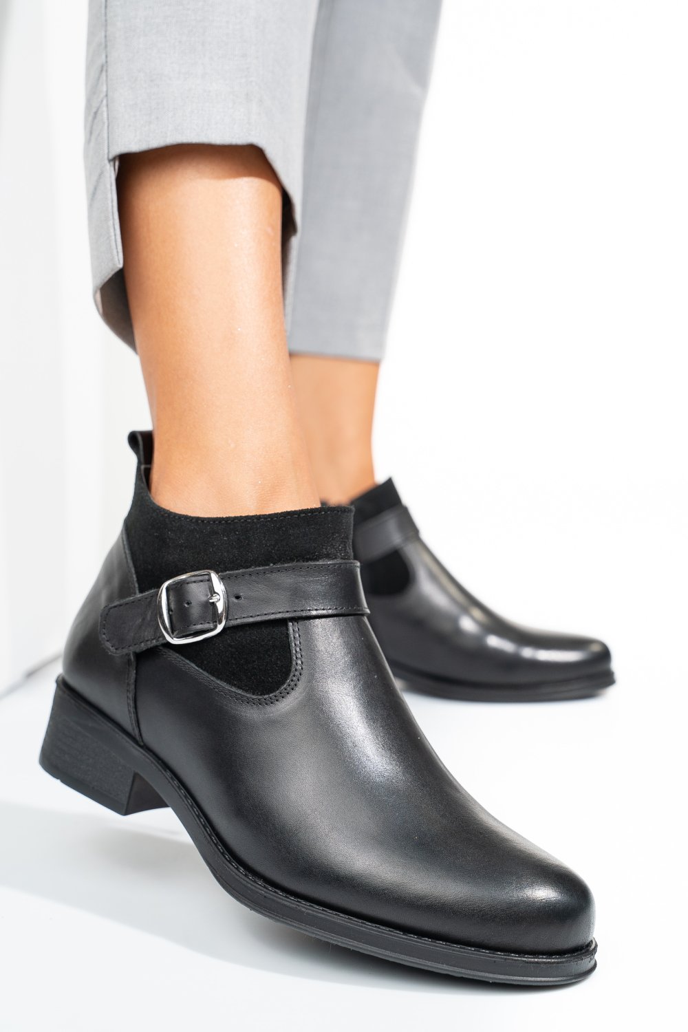 GHETE NEGRE PIELE NATURALA 2S7764
