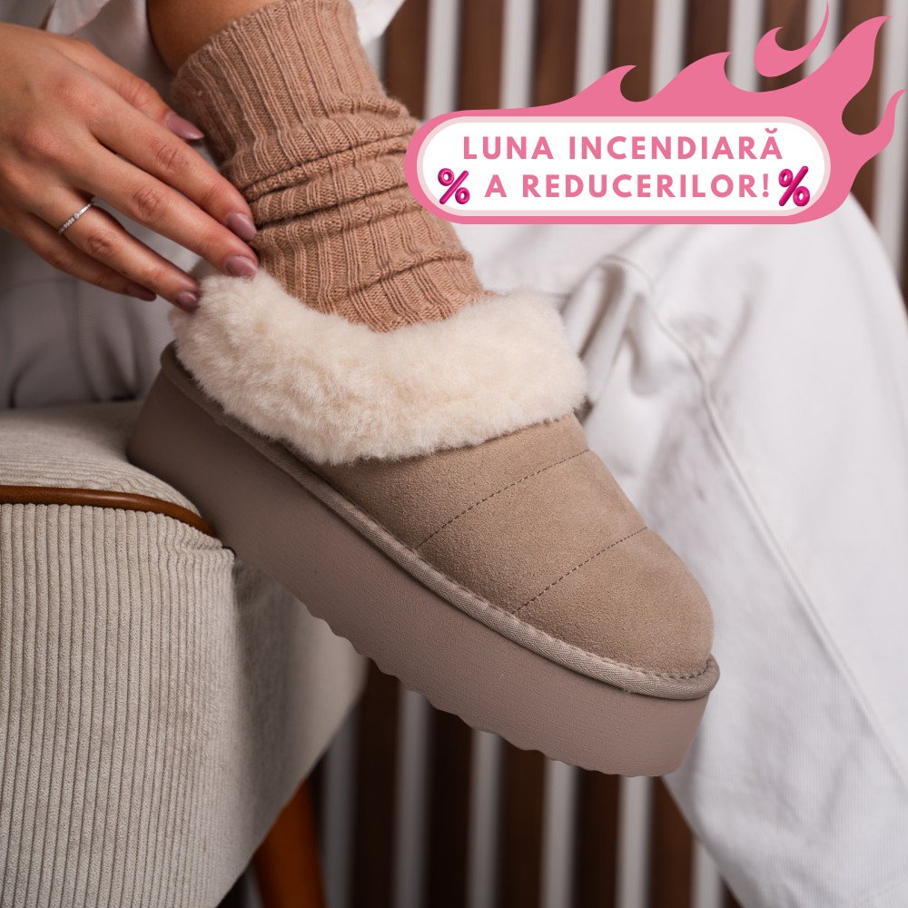 SABOTI TAUPE PIELE NATURALA INTOARSA 1S77260