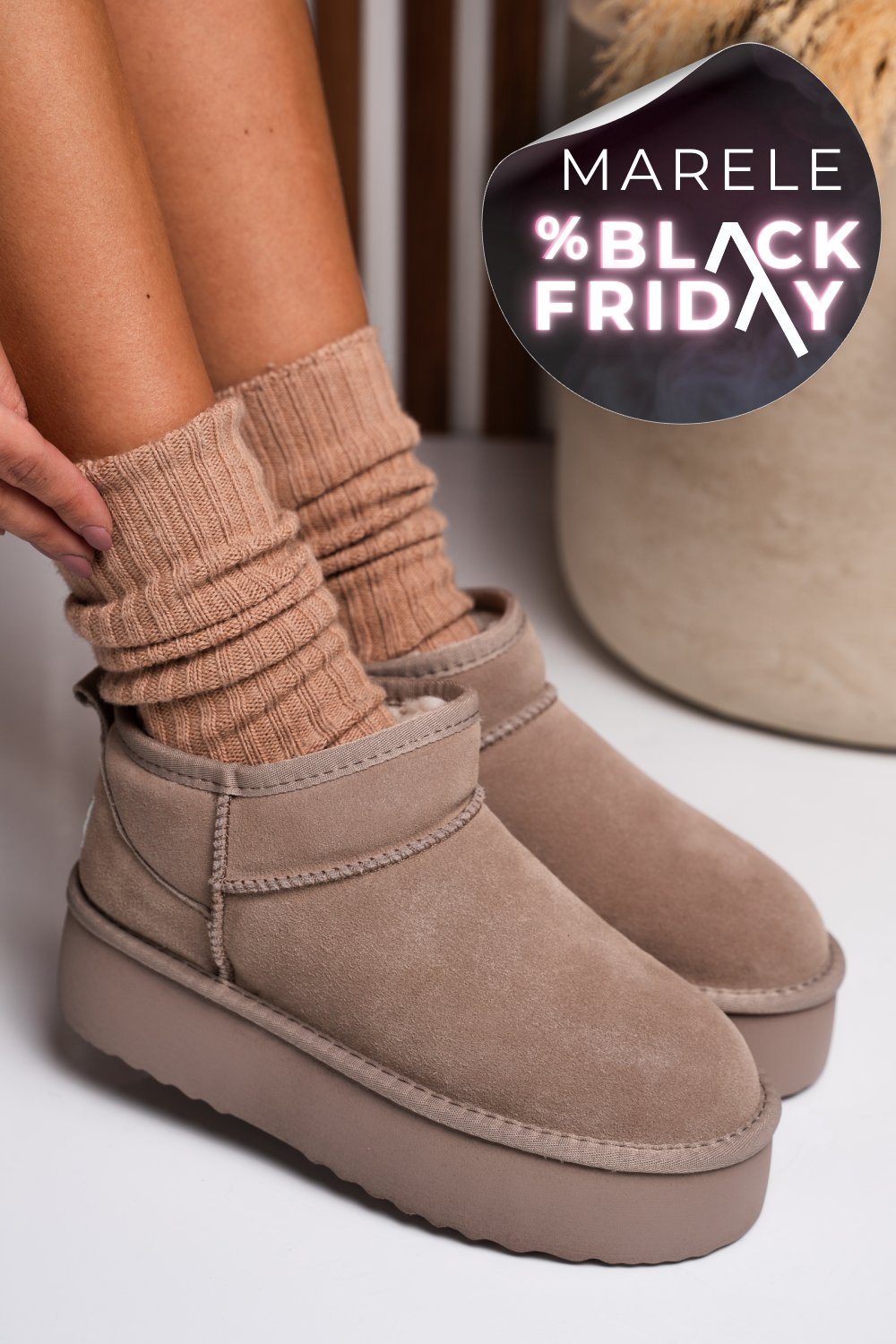 CIZME BEJ PIELE NATURALA INTOARSA 1S77250