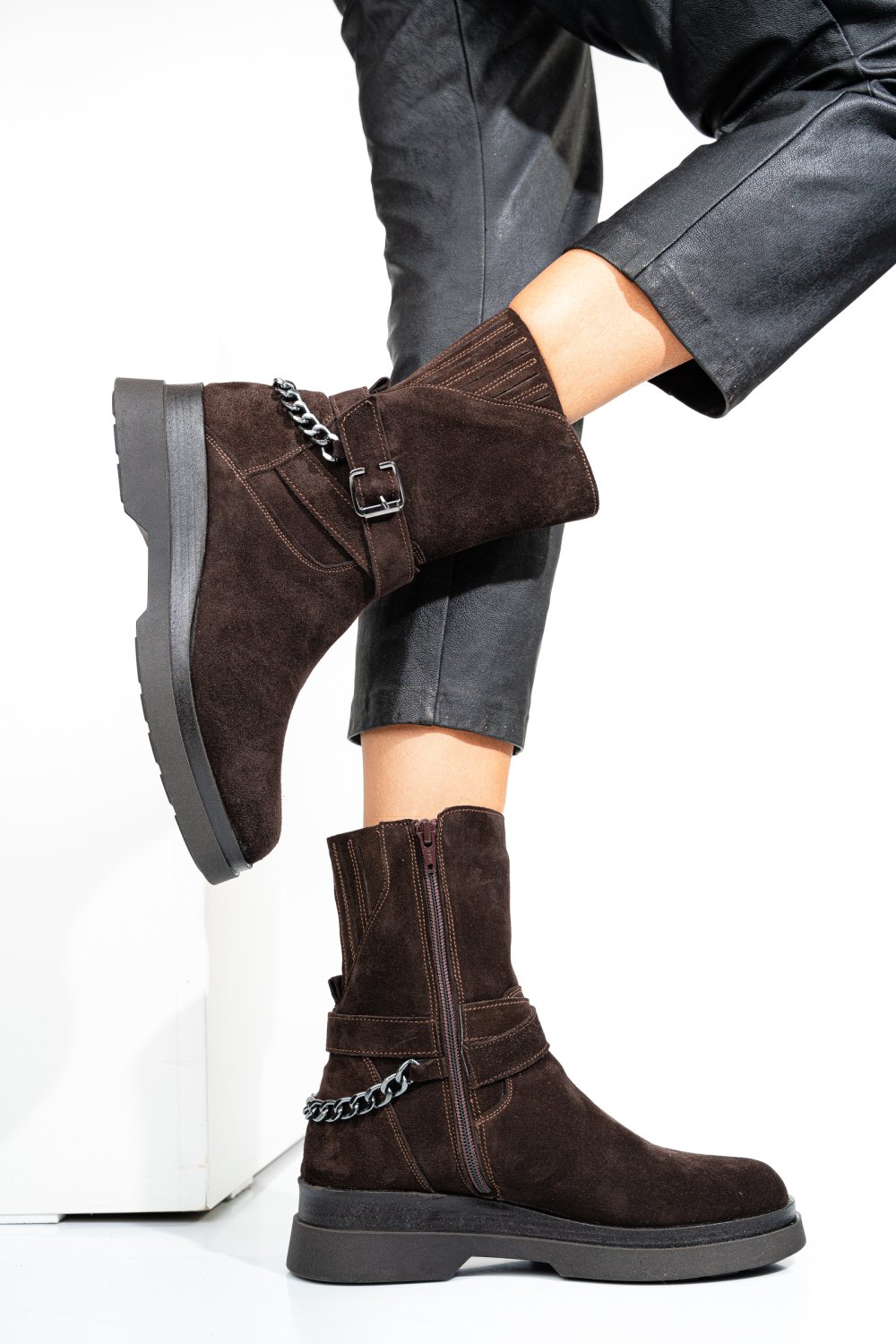 GHETE MARO INCHIS PIELE NATURALA INTOARSA 242817SP