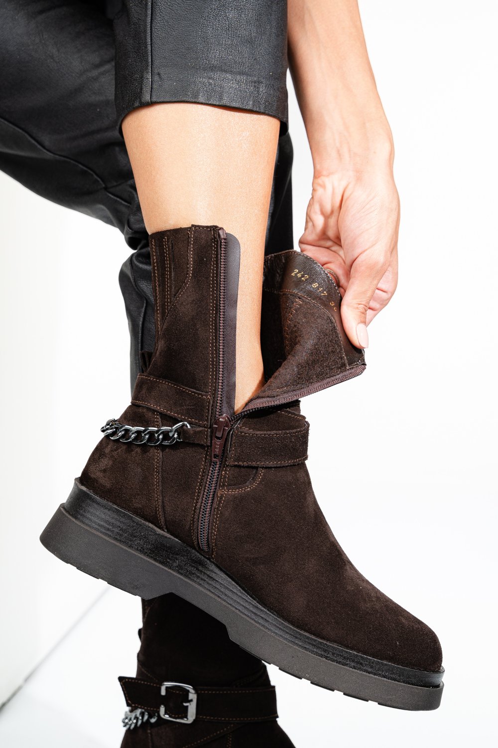 GHETE MARO INCHIS PIELE NATURALA INTOARSA 242817SP