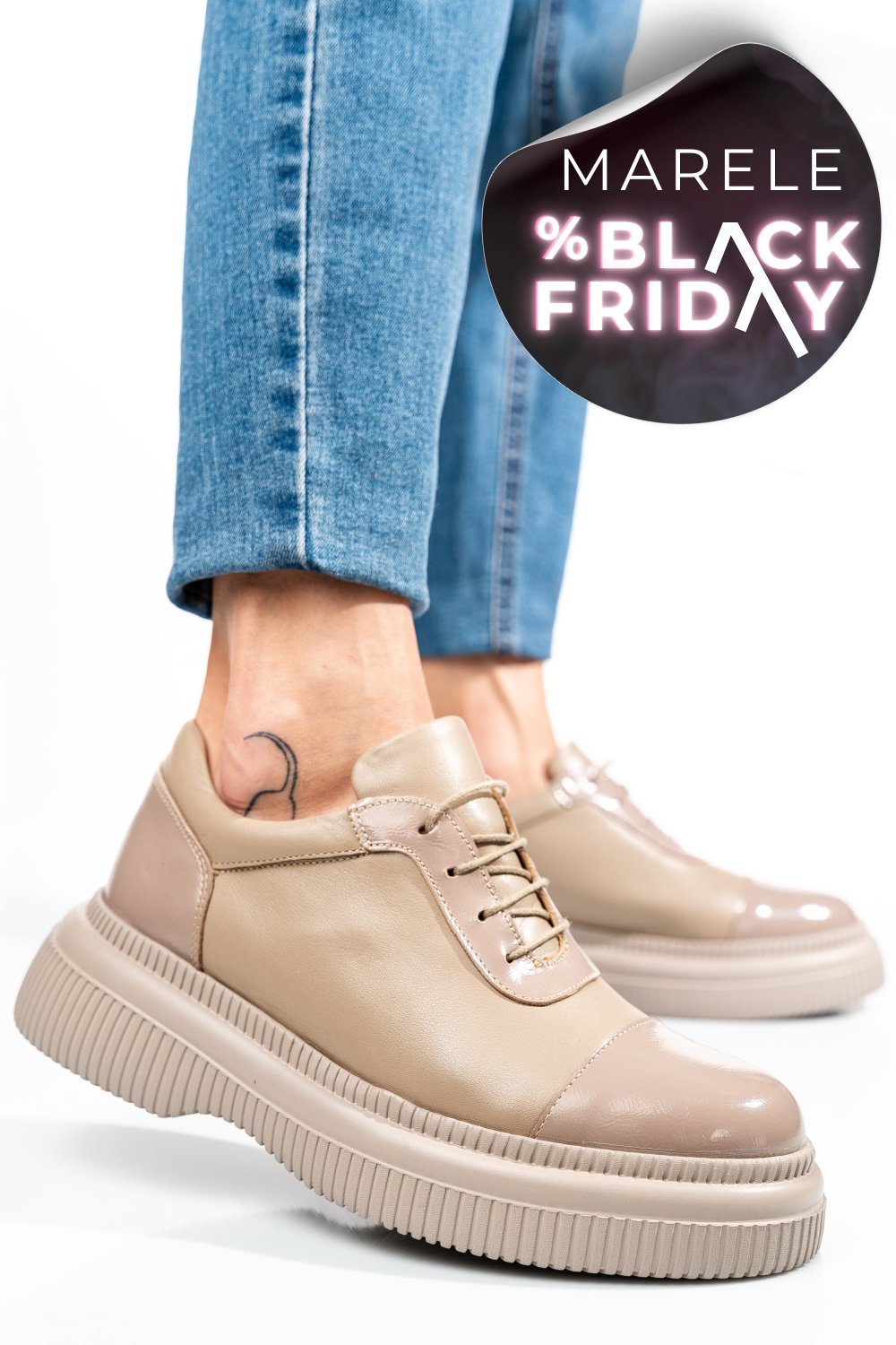 PANTOFI BEJ PIELE NATURALA  251621NP/NPK