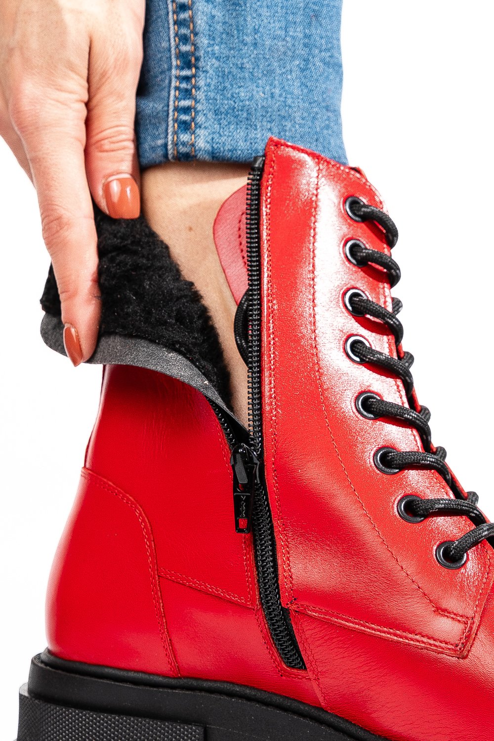 GHETE ROSII PIELE NATURALA 1S7751