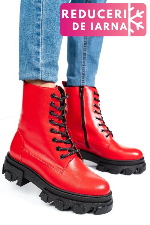 Ghete rosii piele naturala 1s7751