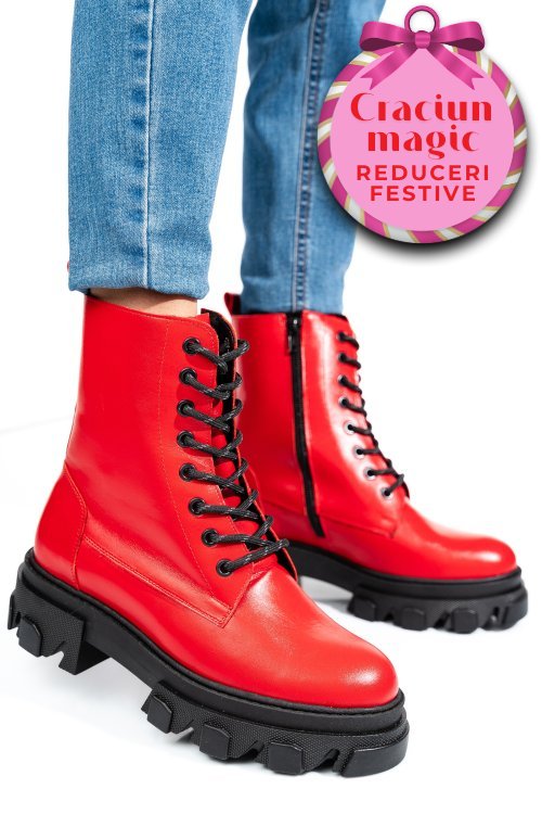 Ghete rosii piele naturala 1s7751