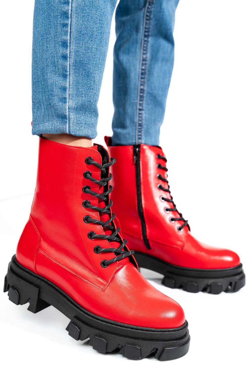 GHETE ROSII PIELE NATURALA 1S7751