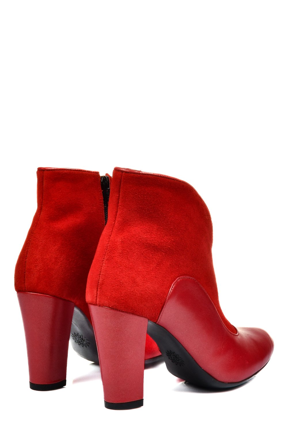 BOTINE ROSII PIELE NATURALA INTOARSA 7S7790