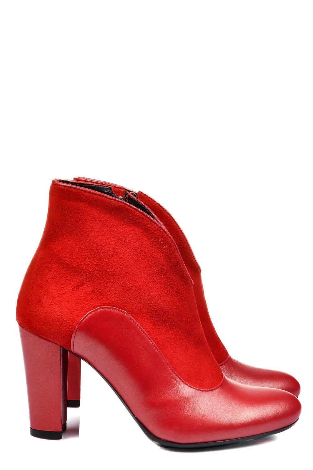 BOTINE ROSII PIELE NATURALA INTOARSA 7S7790