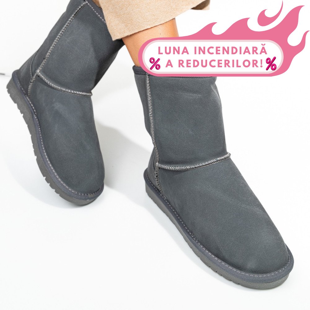 CIZME GRI PIELE NATURALA INTOARSA 5SP825