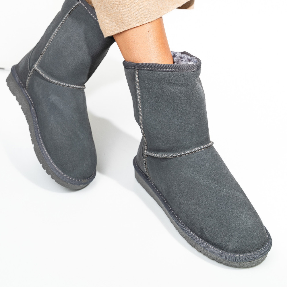 CIZME GRI PIELE NATURALA INTOARSA 5SP825