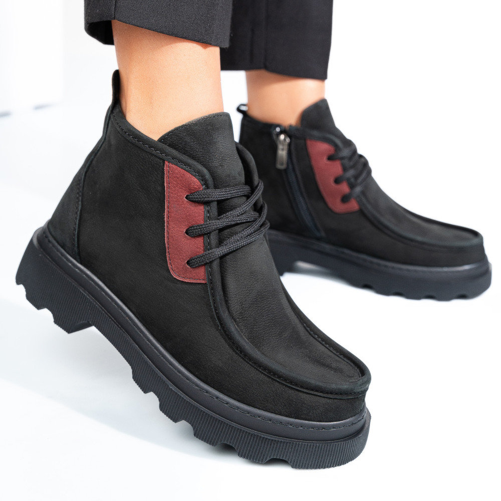 GHETE NEGRE PIELE NATURALA NABUK AKD5906
