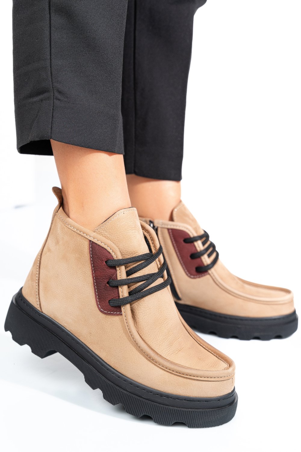 GHETE BEJ PIELE NATURALA NABUK AKD5906