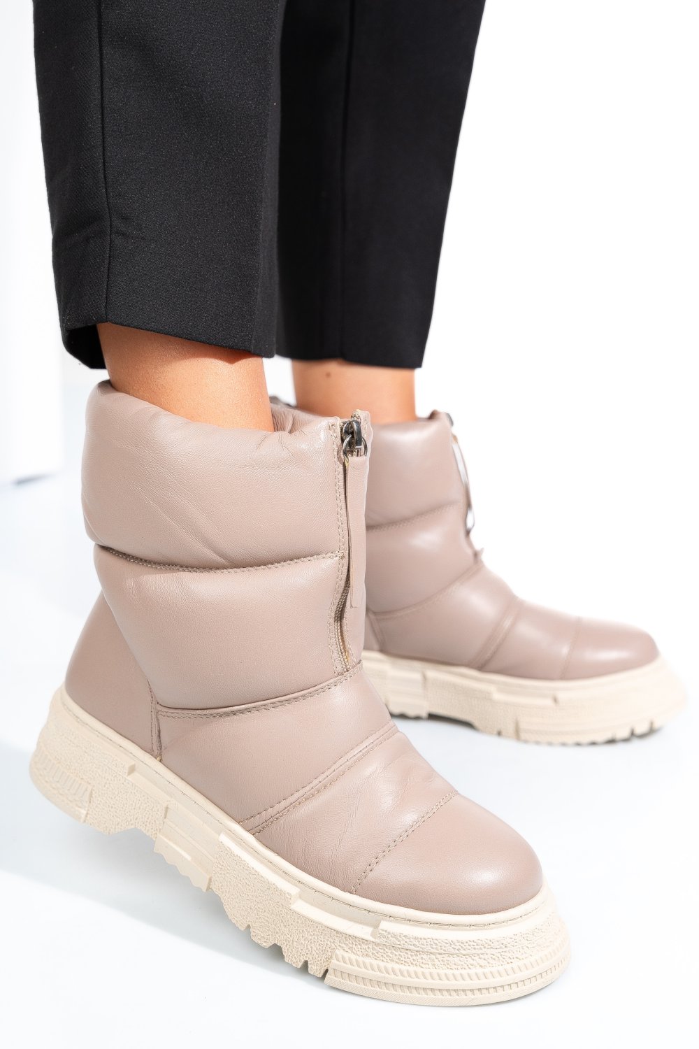 GHETE TAUPE PIELE NATURALA APCK4005