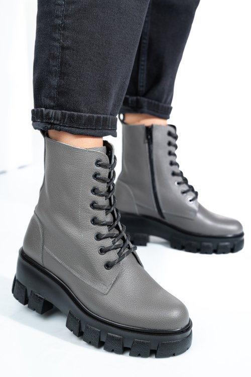 Ghete gri piele naturala 1s7755