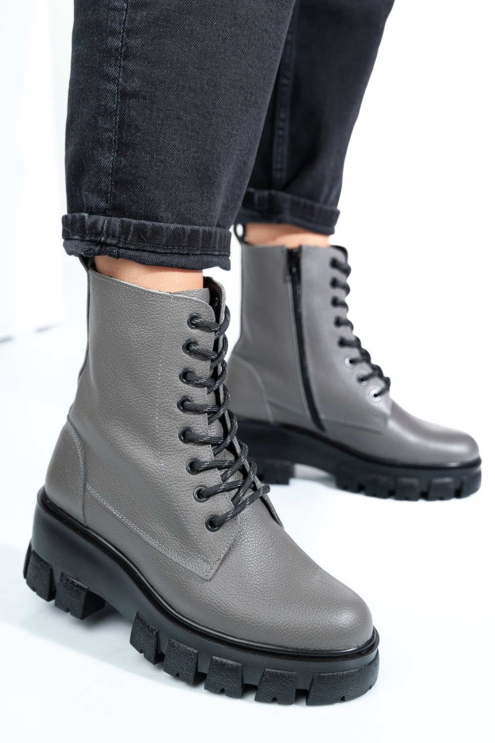 GHETE GRI PIELE NATURALA 1S7755