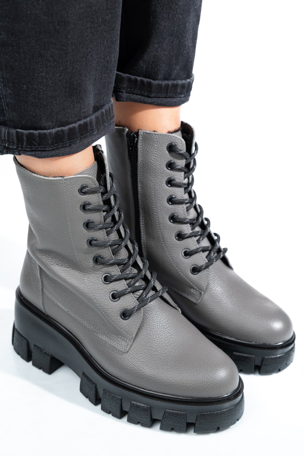 GHETE GRI PIELE NATURALA 1S7755