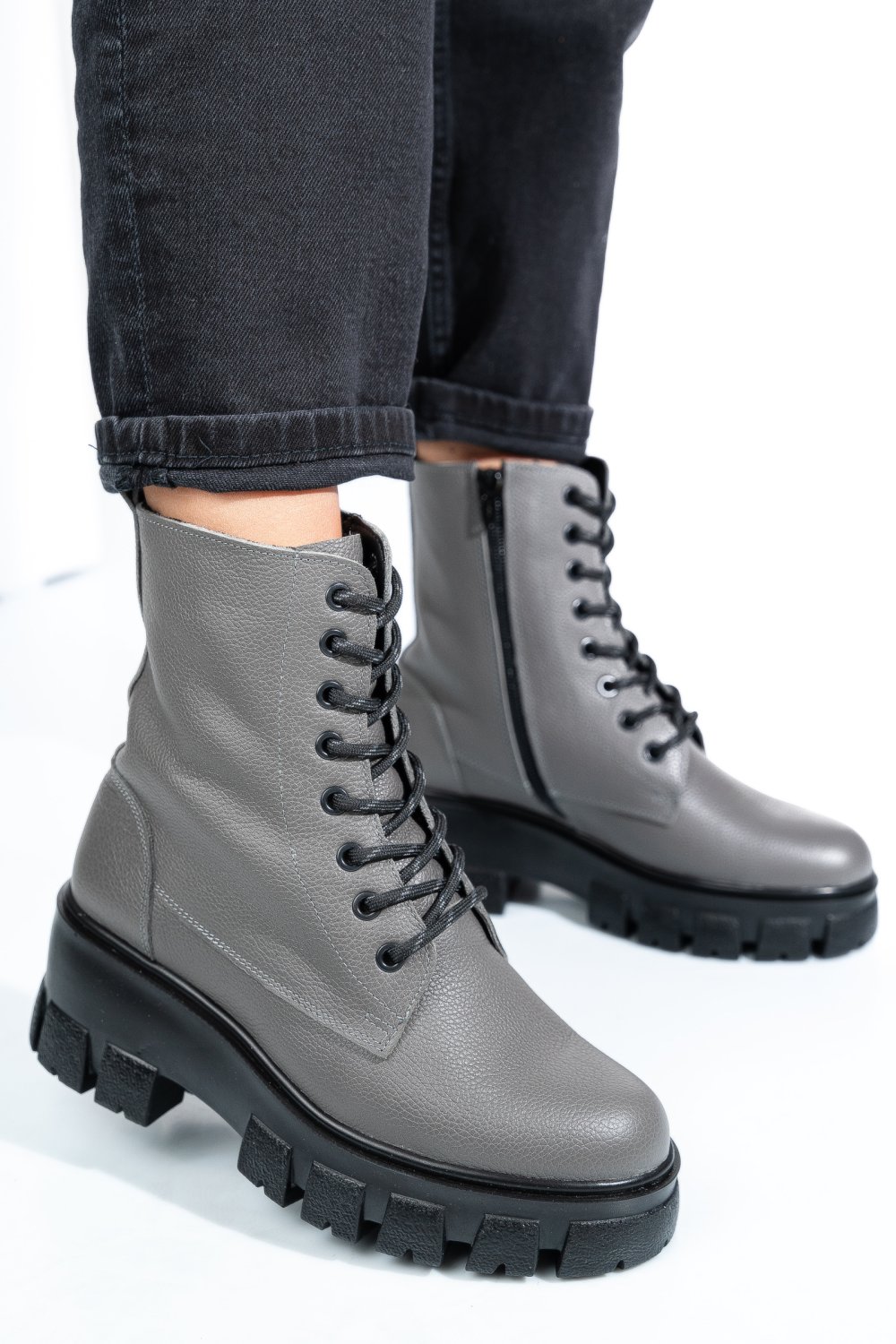 GHETE GRI PIELE NATURALA 1S7755