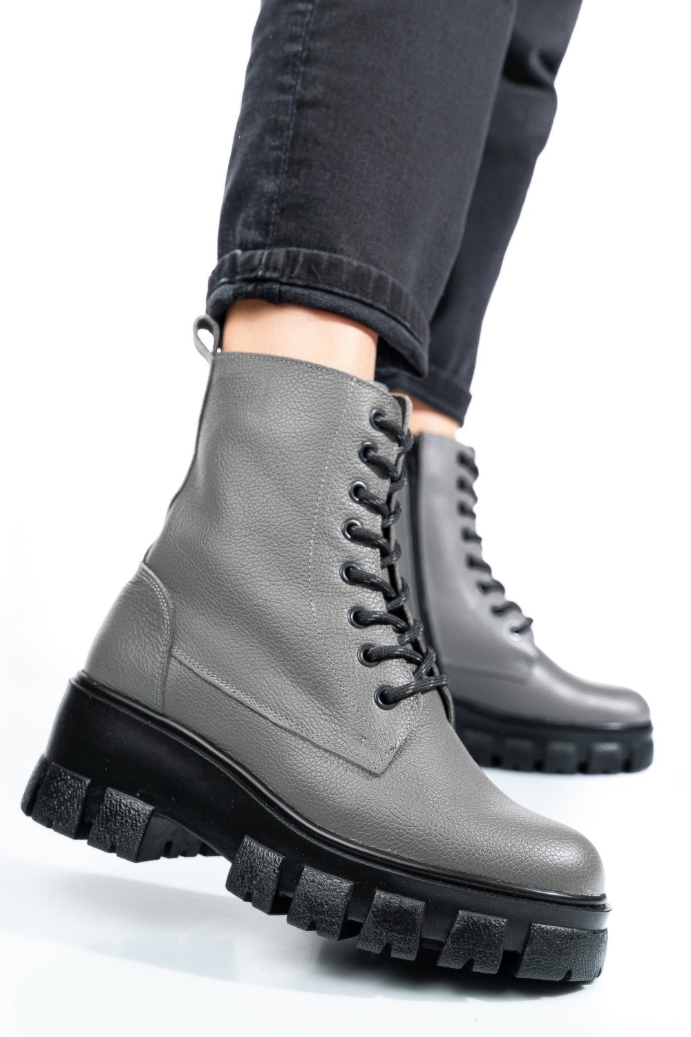 GHETE GRI PIELE NATURALA 1S7755