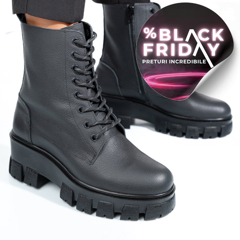 GHETE NEGRE PIELE NATURALA 1S7755