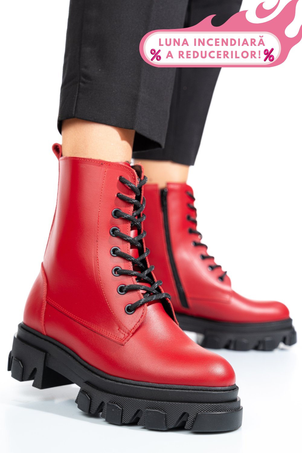 GHETE ROSII PIELE NATURALA 1S7724