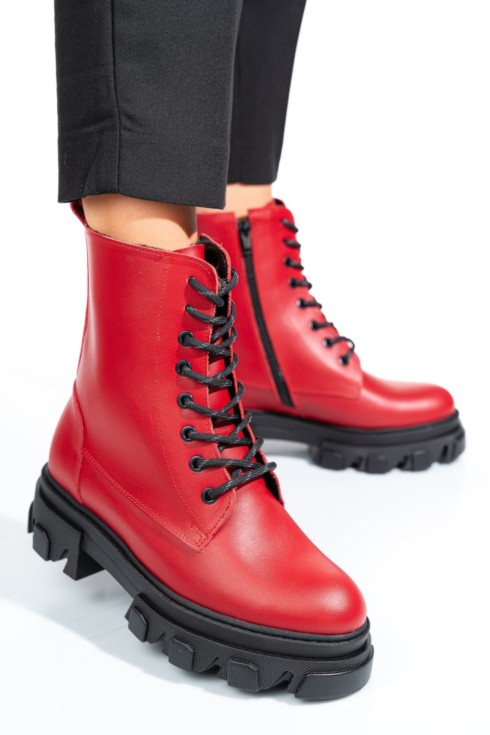 GHETE ROSII PIELE NATURALA 1S7724