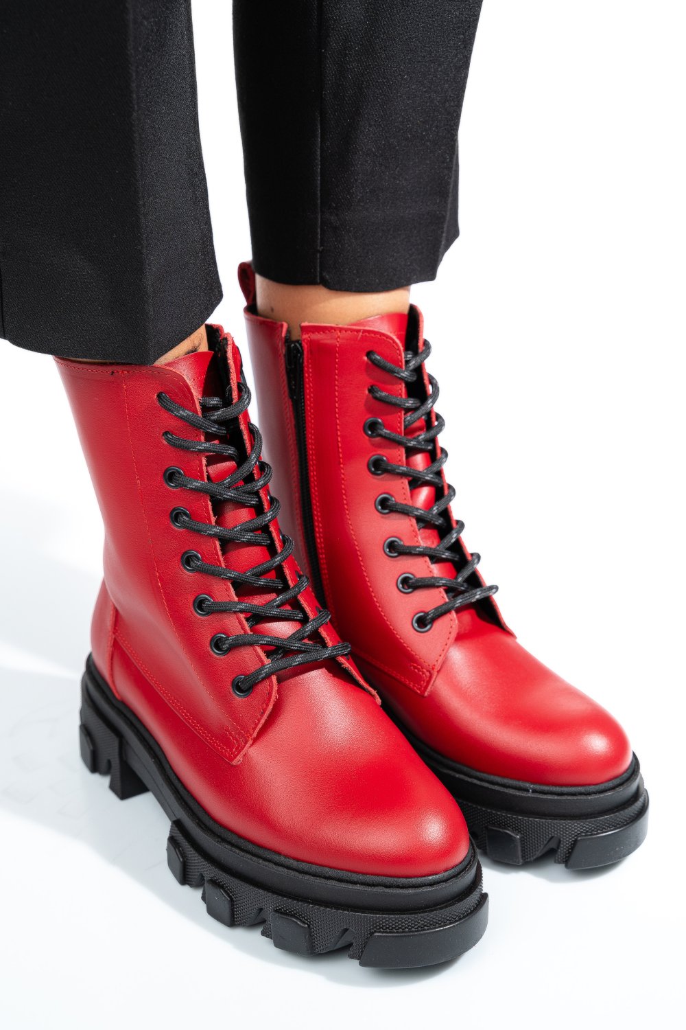 GHETE ROSII PIELE NATURALA 1S7724