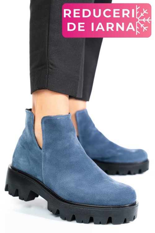 Ghete albastre piele naturala intoarsa 0s7724