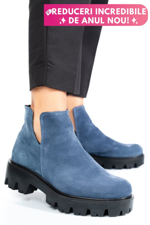 Ghete albastre piele naturala intoarsa 0s7724